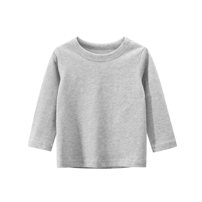 7 色子供の Tシャツ綿長袖無地ベースコートレジャーウェア男の子女の子トップス子供服