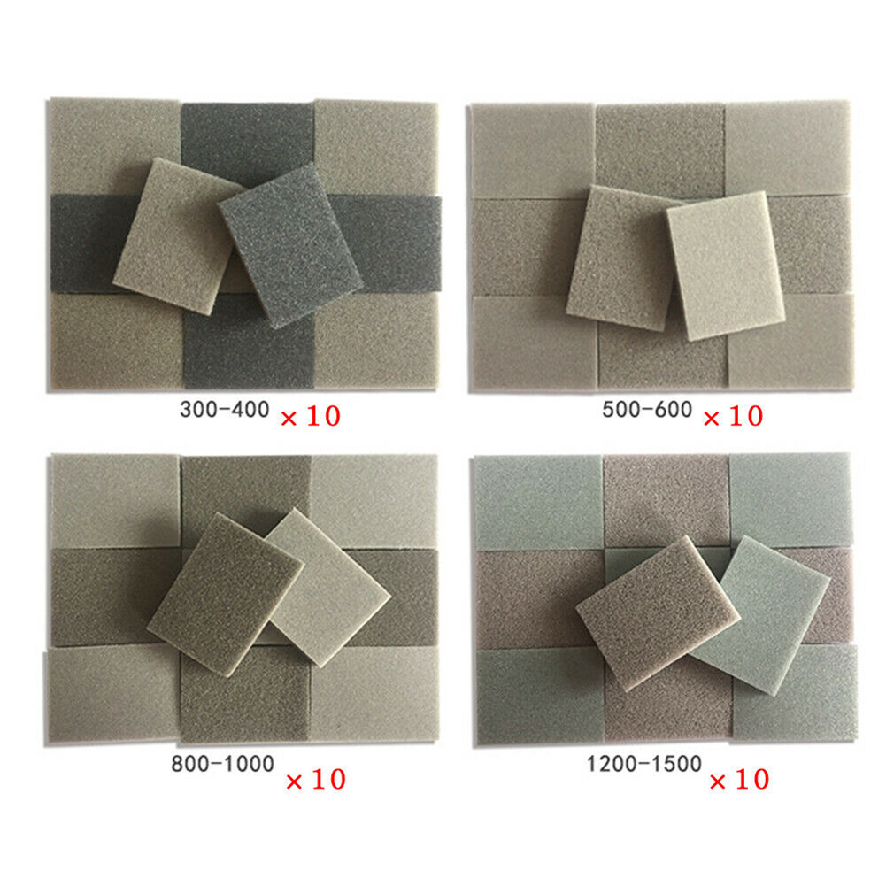 20 pezzi spugna levigatura blocco carta vetrata per molatura a secco e bagnato 300-400 500-600 800-1000 1200-1500 grana tamponi per lucidatura carta vetrata abrasiva