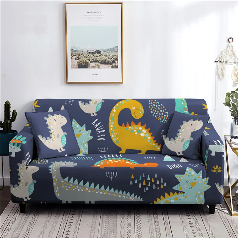 Sarung Sofa Pelindung Kursi Dekorasi Sofa Cetak Dinosaurus 3d Mewah Ruang Tamu Sarung Sofa Elastis Penutup Sofa 1-4 Tempat Duduk