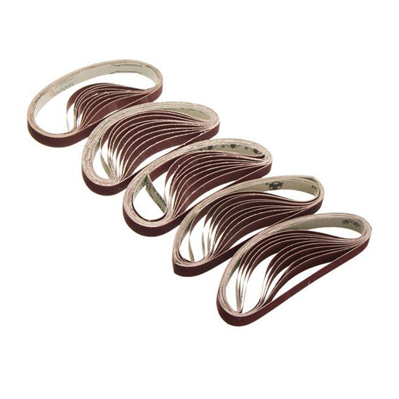 WENXING 10Pcs 15x452mm Sanding Belt 60/80/100/120/240/400/600 Grit for M10 Sander Adapter Polishing Machine Abrasive Tools