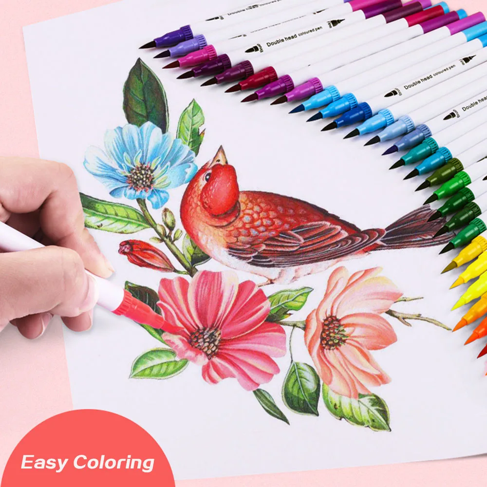 Hai Đầu Bàn Chải Mềm Bút Mịn Lót Nghệ Thuật Đánh Dấu Bút Có Thể Rửa Được Hòa Tan Trong Nước Màu Nước Bút Vẽ Tranh Nghệ Thuật nguồn Cung Cấp