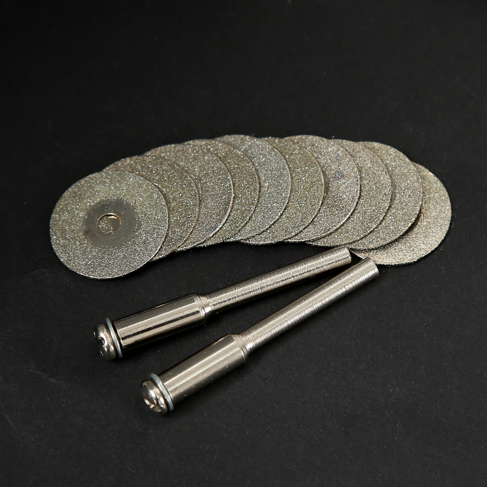 Discos de corte abrasivos de 16mm, broca de hoja de sierra cortada para herramienta rotativa Dremel con mandril de 2 uds. De 3mm, 10 Uds.