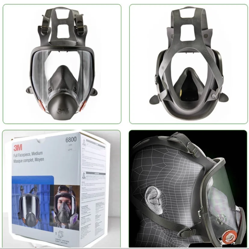 1 Stück 6800 Maske oder 17in1 Malspray Gasmaske Organische Dämpfe Sicherheit Wiederverwendbare Vollgesichtsmaske Atemschutzmaske Grau Medium