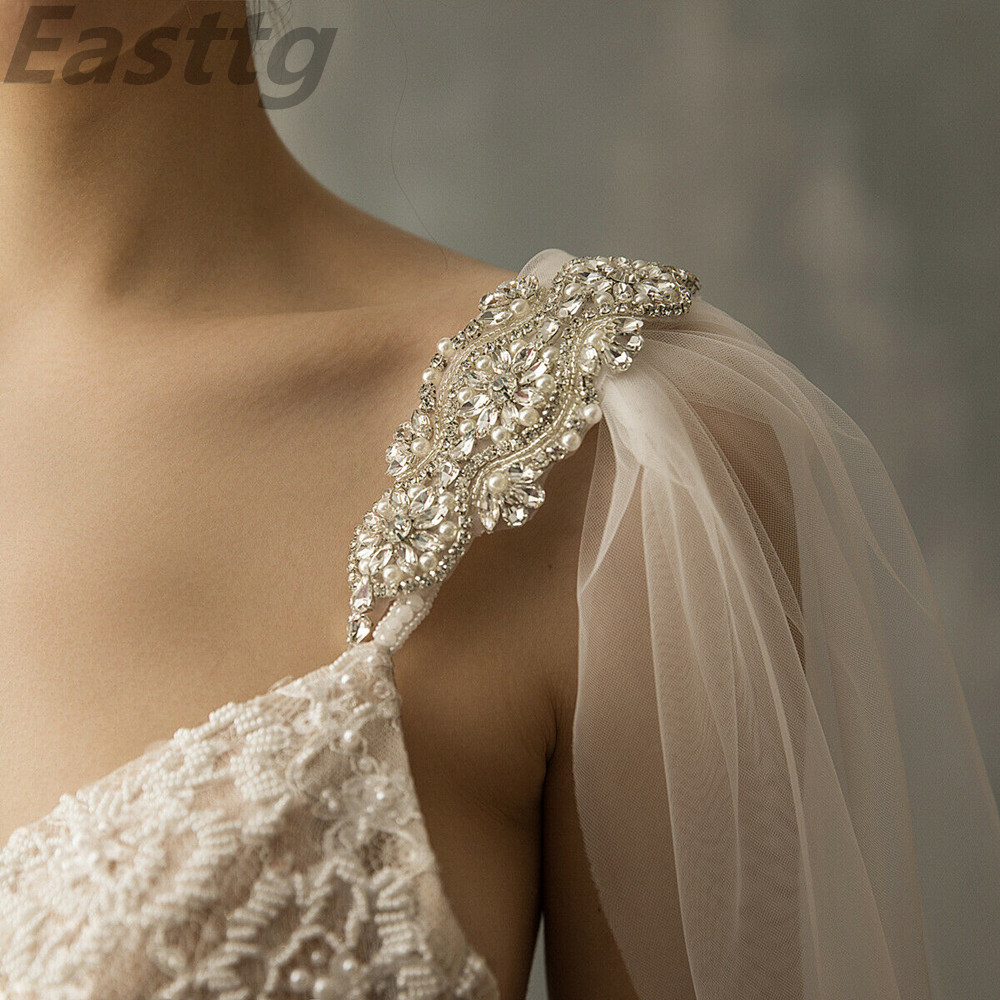 White Ivory 118"（300cm）width Diamond top Cape Bridal Shawl Cathedral Length Tulle Long Cape Cloak Shawl Wedding veil Accessories