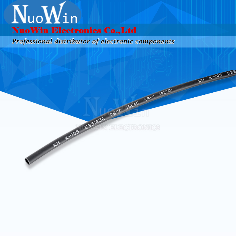 Black Heat Shrink Tube, Sleeving Wrap Wire, Heatshrink Tubing, 2:1, 0.6mm, 1mm, 1.5mm, 2mm, 2.5mm, 6mm, 12mm, 25mm, 50mm, 60mm, 1 medidor