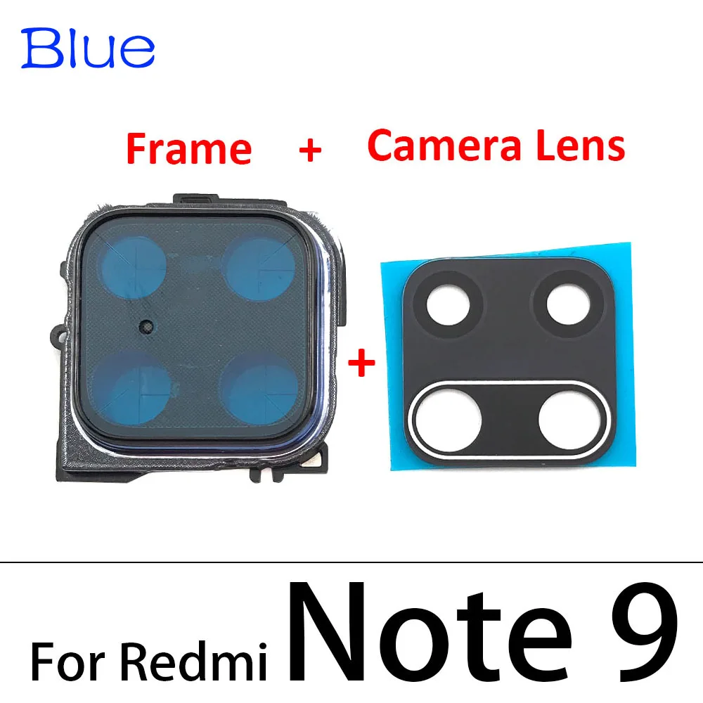 New For Xiaomi Redmi Note 9S / Note 9 Pro Rear Camera Glass Lens Cover Note9 Back Camera Frame Holder Replacement With Sticker