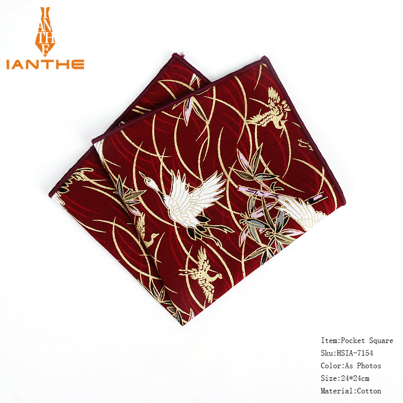 Pañuelo de algodón con estampado de flores para hombre, pañuelos de bolsillo con estampado de Cachemira, moda Vintage, trajes de bolsillo, 25x25cm, novedad