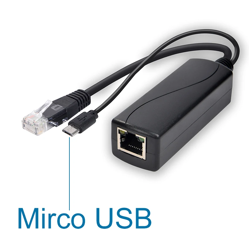 HKBTM Gigabit PoE Splitter Micro USB/Typ-C/DC Power over Ethernet für IP-Kamera/Raspberry PI/Sensecap/Bobcat