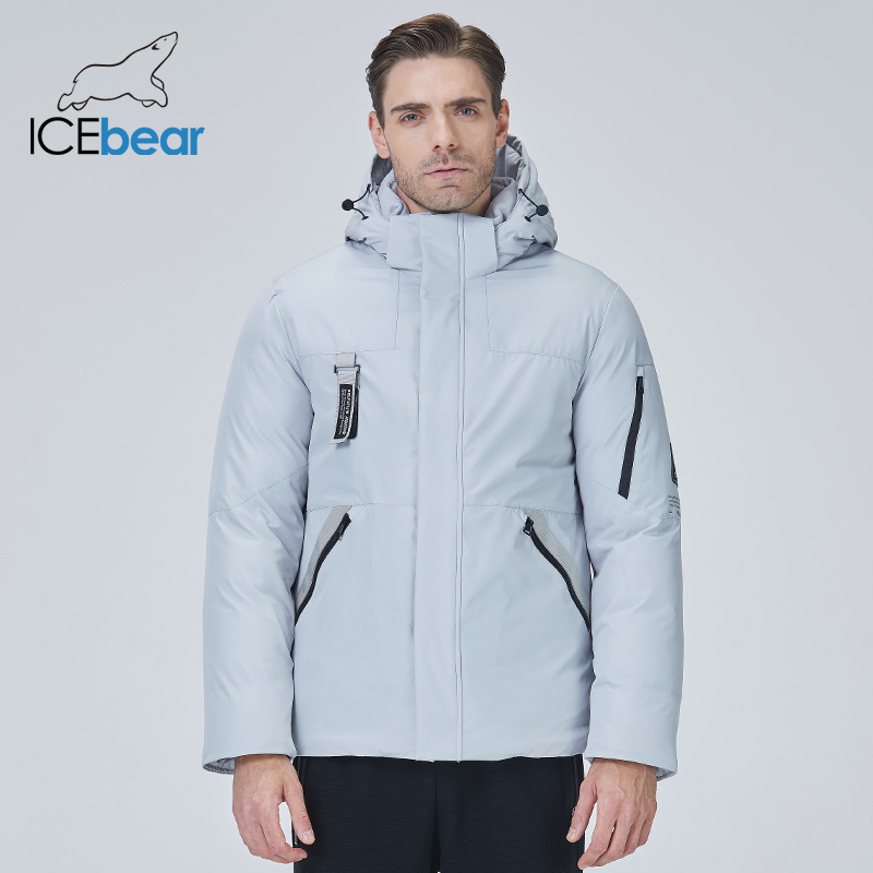 Icebear 2023 multi-bolso jaqueta com capuz inverno roupas essenciais à prova de vento e quente casaco masculino moda parka mwd21926i