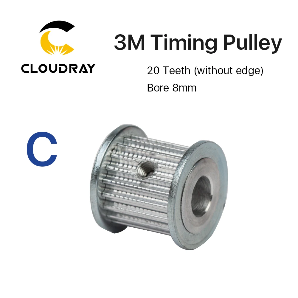 Cloudray CO2 Laser Chi Tiết Kim Loại Đồng Bộ HTD 3M Bánh Ròng Rọc 6.35/8/12Mm Cho DIY CO2 chữ Khắc Laser Cắt