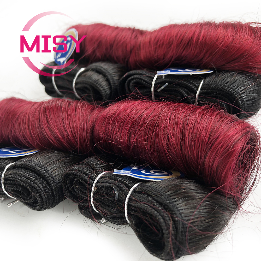 Cabelo curto encaracolado tecer pacotes ombre colorido 100% cabelo humano brasileiro 4 pacotes extensões de cabelo misy barato preço de atacado