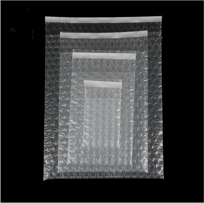 100 peças saco plástico à prova de choque auto-vedante sacos de embalagem de espuma de bolha transparente saco de amortecimento de filme duplo