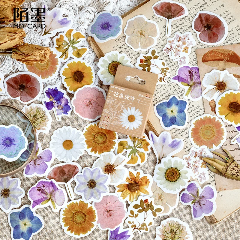 46 sztuk/zestaw jesienny kwiat naklejki Diy Scrapbooking pamiętnik Planner naklejka dekoracyjna Album