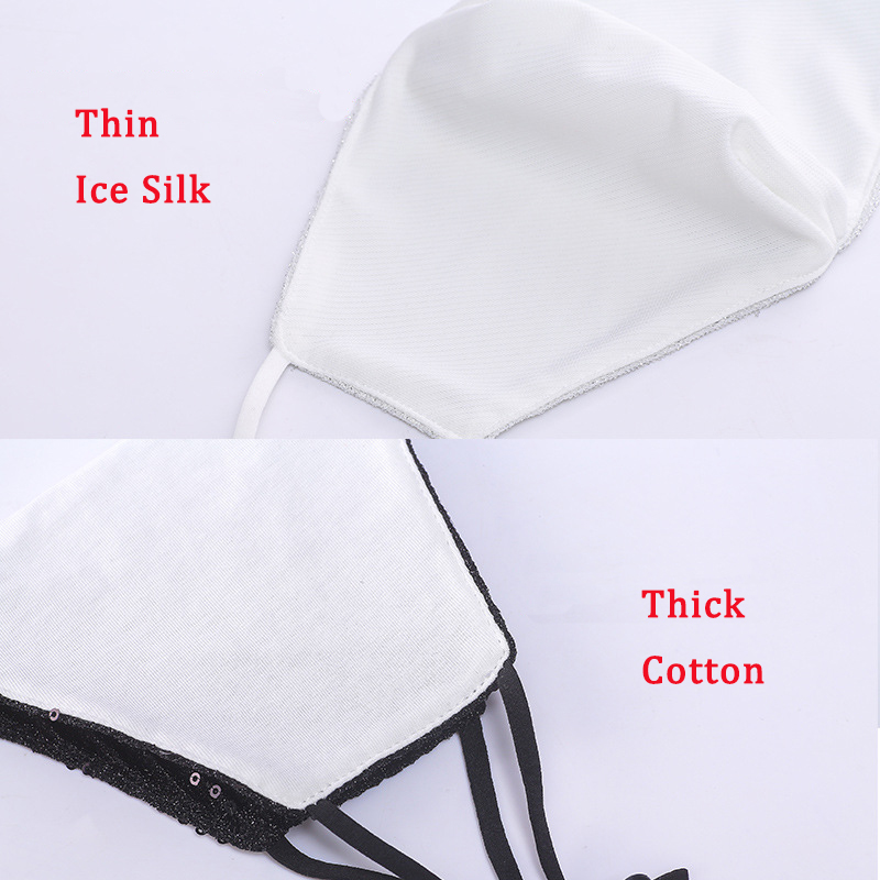 Mascarilla bucal de lentejuelas a la moda, antipolvo, reutilizable, brillante, de algodón, antineblina, mufla bucal, mascarilla para el cuidado de la cara