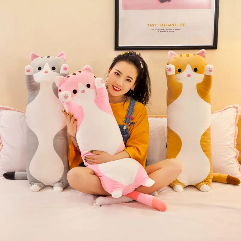 50-130CM Dễ Thương Mềm Dài Mèo Bạn Trai Gối Sang Trọng Đồ Chơi Nhồi Bông Tạm Dừng Ngủ Trưa Văn Phòng Ngủ Gối Quà Tặng búp Bê Cho Bé Gái