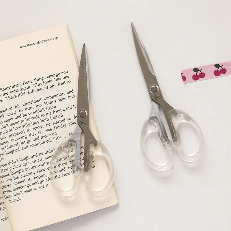 Simplicity Transparent Handle Stationery Scissors Home Furnishing for Fine Art Soft Decor Journal Cutting Tools Office Supplies