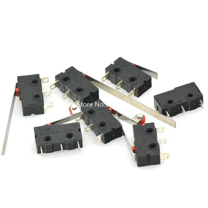 10 pçs micro interruptor 2/3pin no/nc mini interruptor de limite 5a 250vac KW11-3Z rolo arco alavanca snap ação push micro interruptores