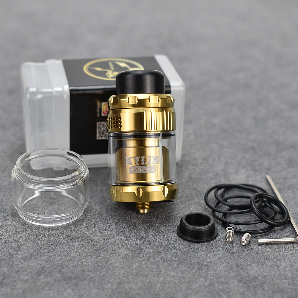 Kylin Mini V2 RTA Atomizador 316ss Bobina única 3 ml/5 ml de capacidad 24,4 mm Tanque de cigarrillo electrónico reconstruible de 510 hilos vs Zeus rta X Mesh