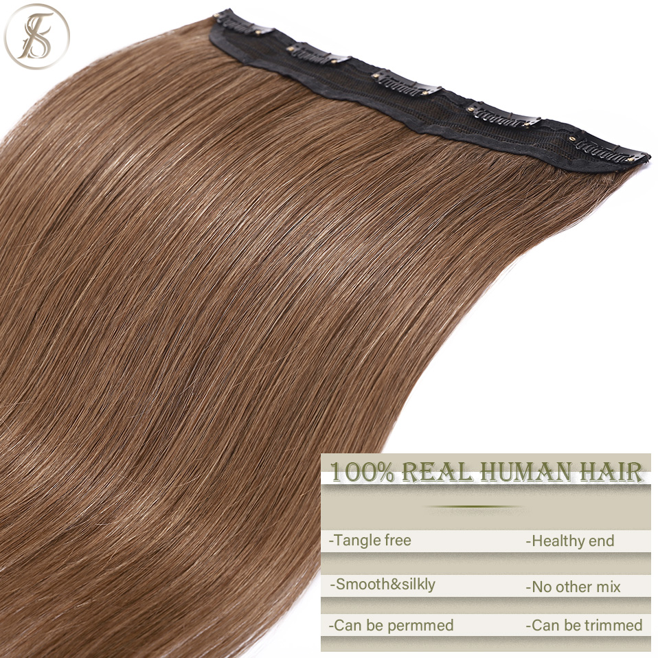 TESS คลิปต่อผมมนุษย์ 100% Natural Extension ผมคลิป 3/4 Full Head Hairpiece 40-60g 10 "-24" คลิปธรรมชาติผม