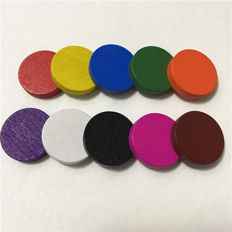 Bộ 50 25*5Mm Nhiều Màu Sắc Vòng Tròn Gỗ Tấm Chip Miếng Xếp Hình Bộ Cờ Tướng Cho Bảng Trò Chơi Phụ Kiện 10 màu Sắc