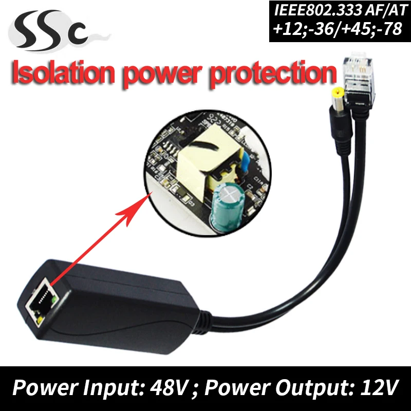 STEAMEMO Active POE Splitter กันน้ํา 48V POE 10/100M ถึงเอาต์พุต DC 12V สําหรับกล้อง IP/Wireless AP/กล้องวงจรปิด