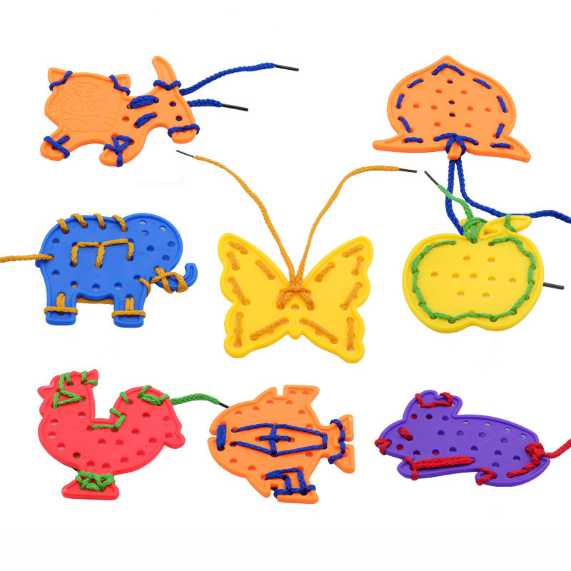 2/4/8 セットモンテッソーリひもボード Chidlren キッズベビー幼児微細運動スキル指柔軟なトレーニング教育感覚おもちゃ