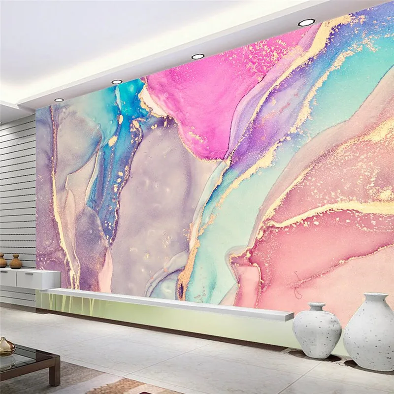 Papel tapiz de mármol de Color de lujo con luz nórdica personalizada, mural para sala de estar, Fondo de TV moderno, foto, mural, papel de pared