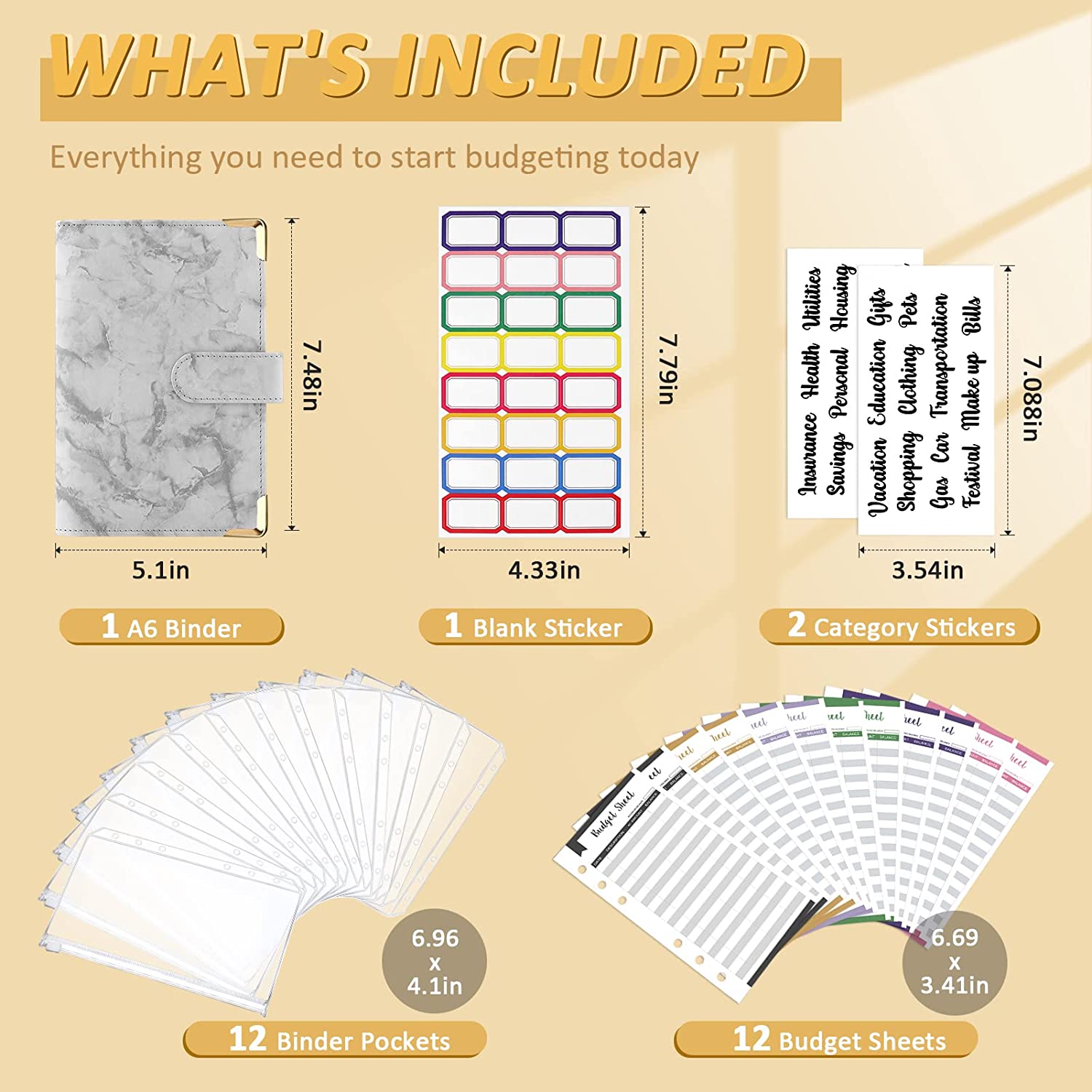 Папка-планировщик для денег и бюджет, с молнией, 28 шт.