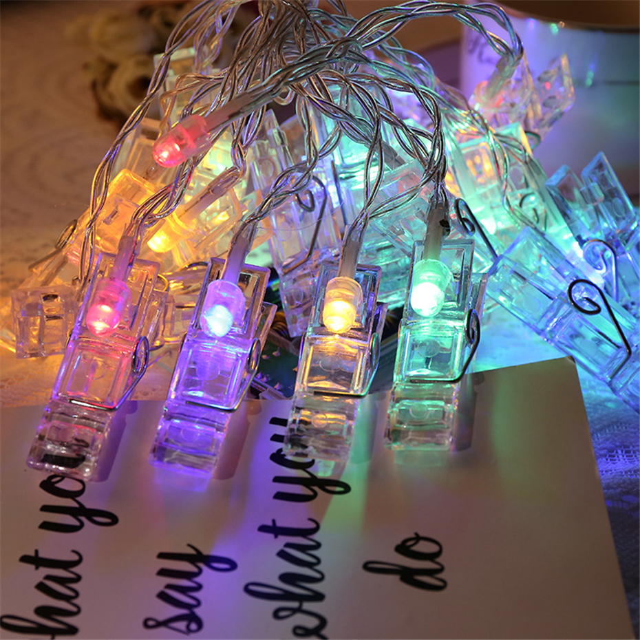 Led Photo Clip Lights String USB Battery Power Clothespin Photo Frame Garland Fairy Light Indoor Bedroom decor Wedding Valentine