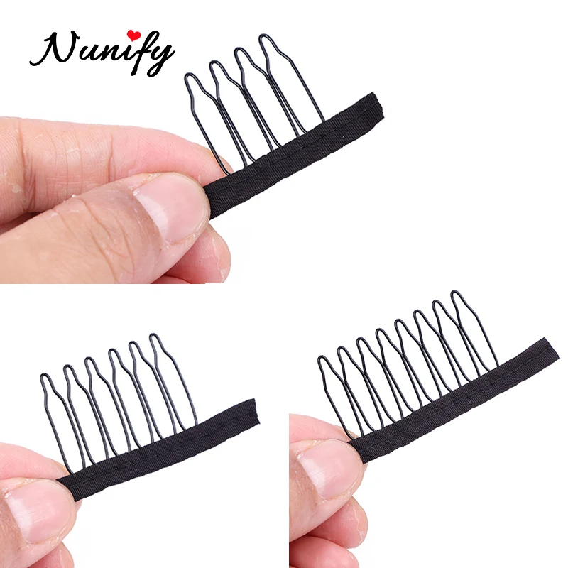 Nunify Tóc Giả Lược Kẹp 4 Răng Tóc Kẹp Thép Không Gỉ Tóc Giả Kẹp Combo Snap Clip Với Cao Su Cho Tóc nối Dài