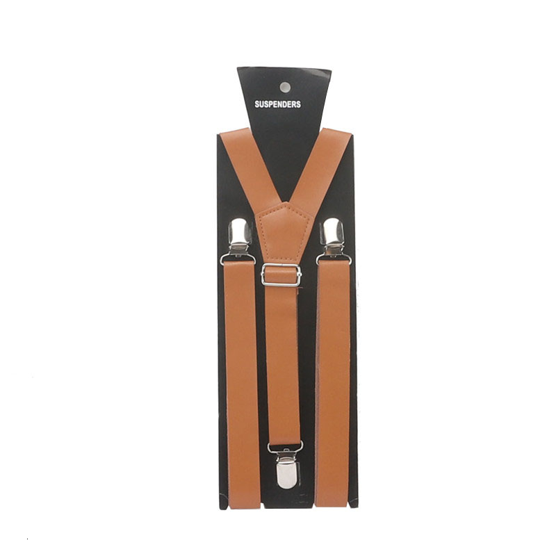 Tirantes de cuero de PU sólido, tirantes de cuero con espalda en Y para hombre/mujer de 25mm de ancho