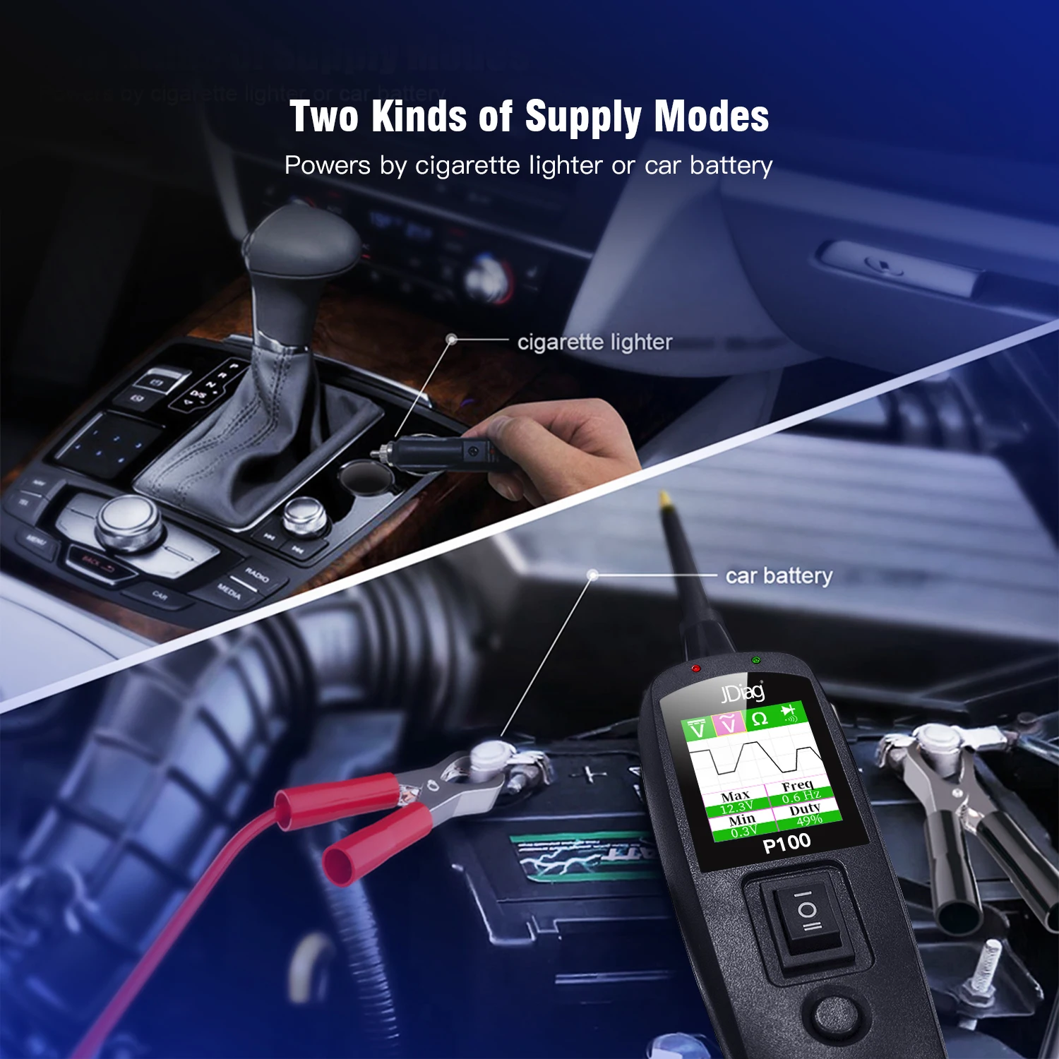 JDiag P100 Kit de sonda de circuito de energía automotriz probador de circuito Detector de voltaje de coche sistema eléctrico 12V 24V herramienta de diagnóstico de coche