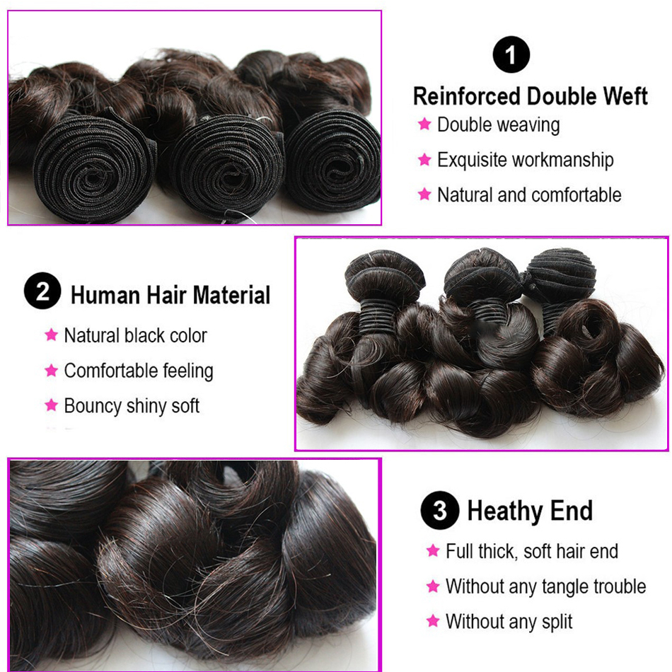 ブラジルのナチュラルカーリーウィーブ,本物の人間の髪の毛のエクステンション,クロージャー付きのumiカール,ふくらんでいる,両端の人間の髪の毛の束,remy