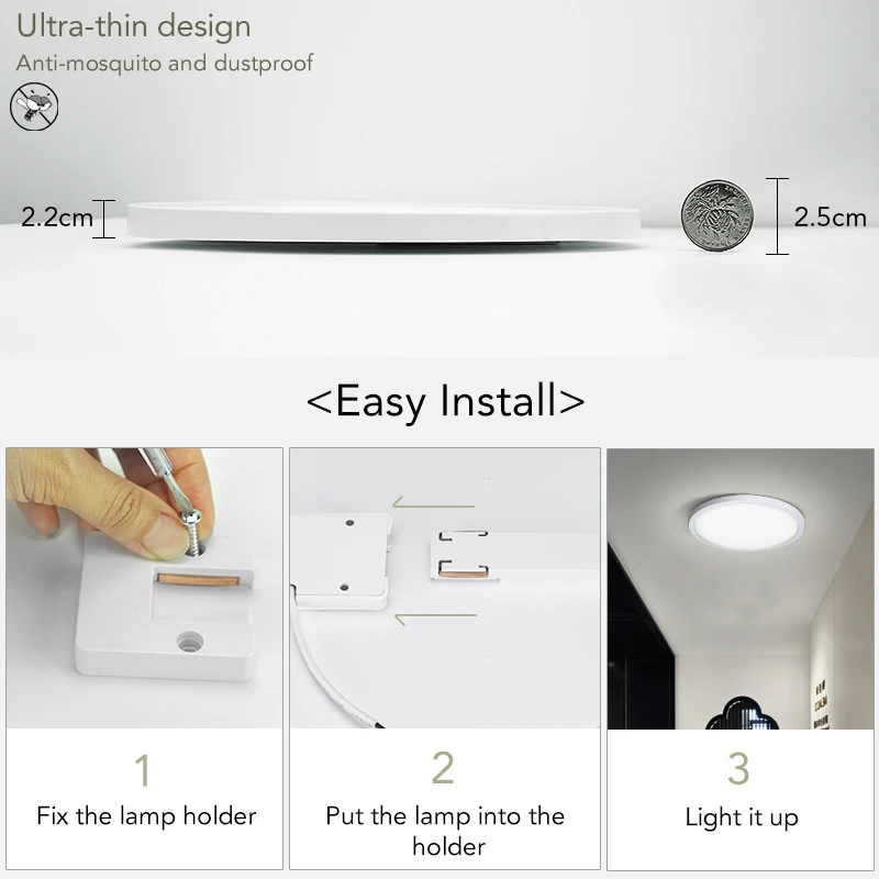 MARPOU Wohnzimmerleuchten LED-Deckenleuchte Ultradünn Kaltweiß 9W 13W 18W 24W Beleuchtungskörper Deckenleuchten Schlafzimmer Küche