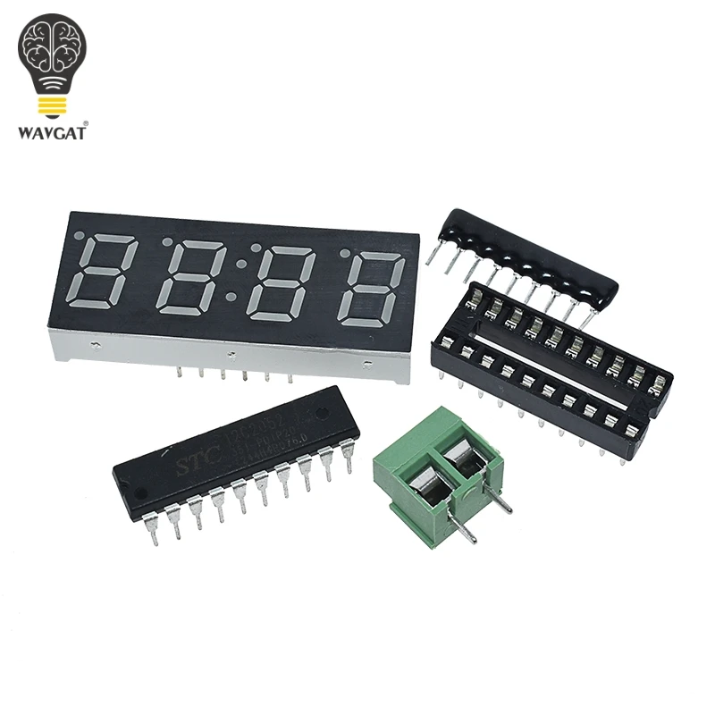 WAVGAT AT89C2051 Digital 4 Bits Reloj electrónico Suite de producción electrónica Kit de bricolaje