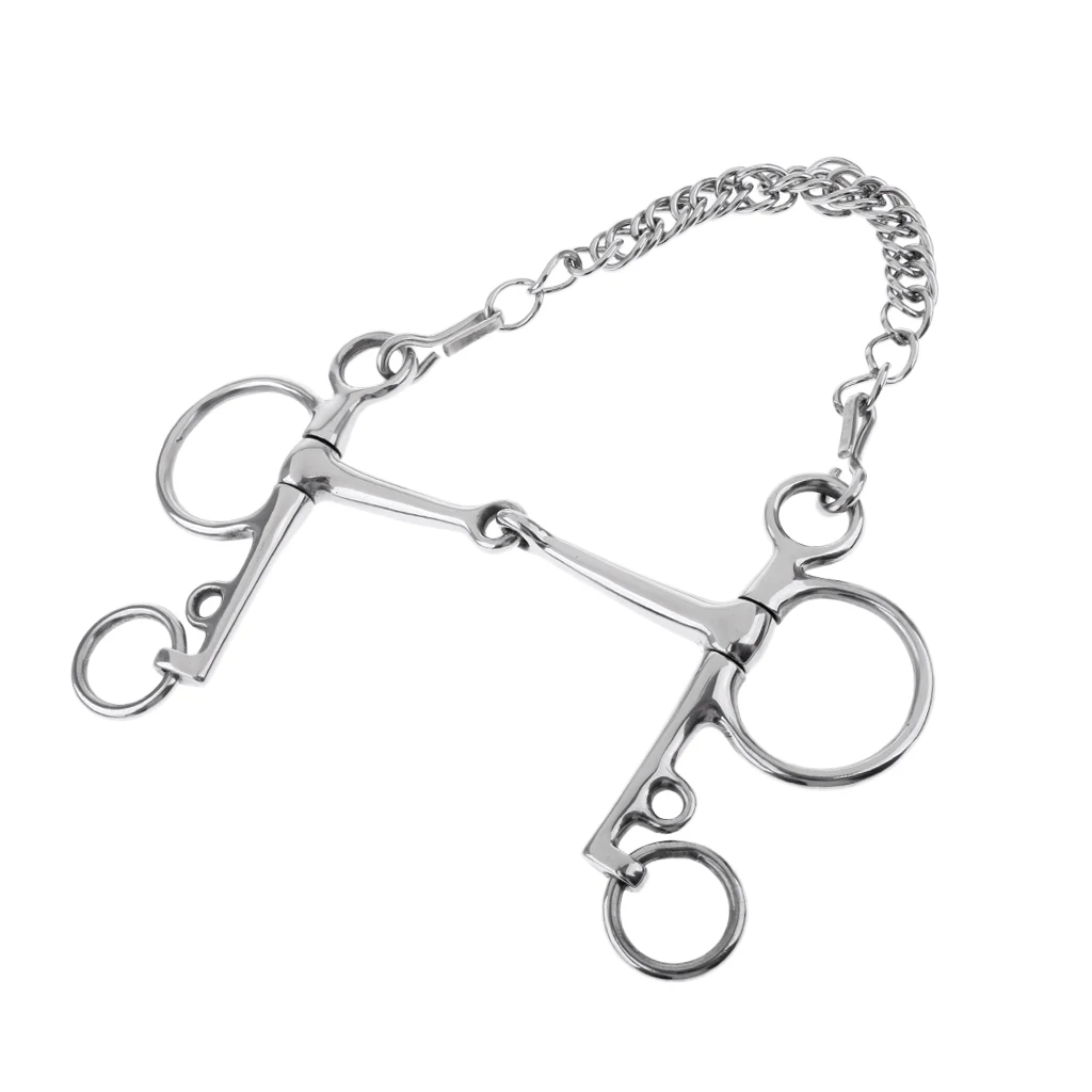 5นิ้ว Horse Bit Snaffle Curb Chain และ Curb ตะขอ-ทนทานและสนิม