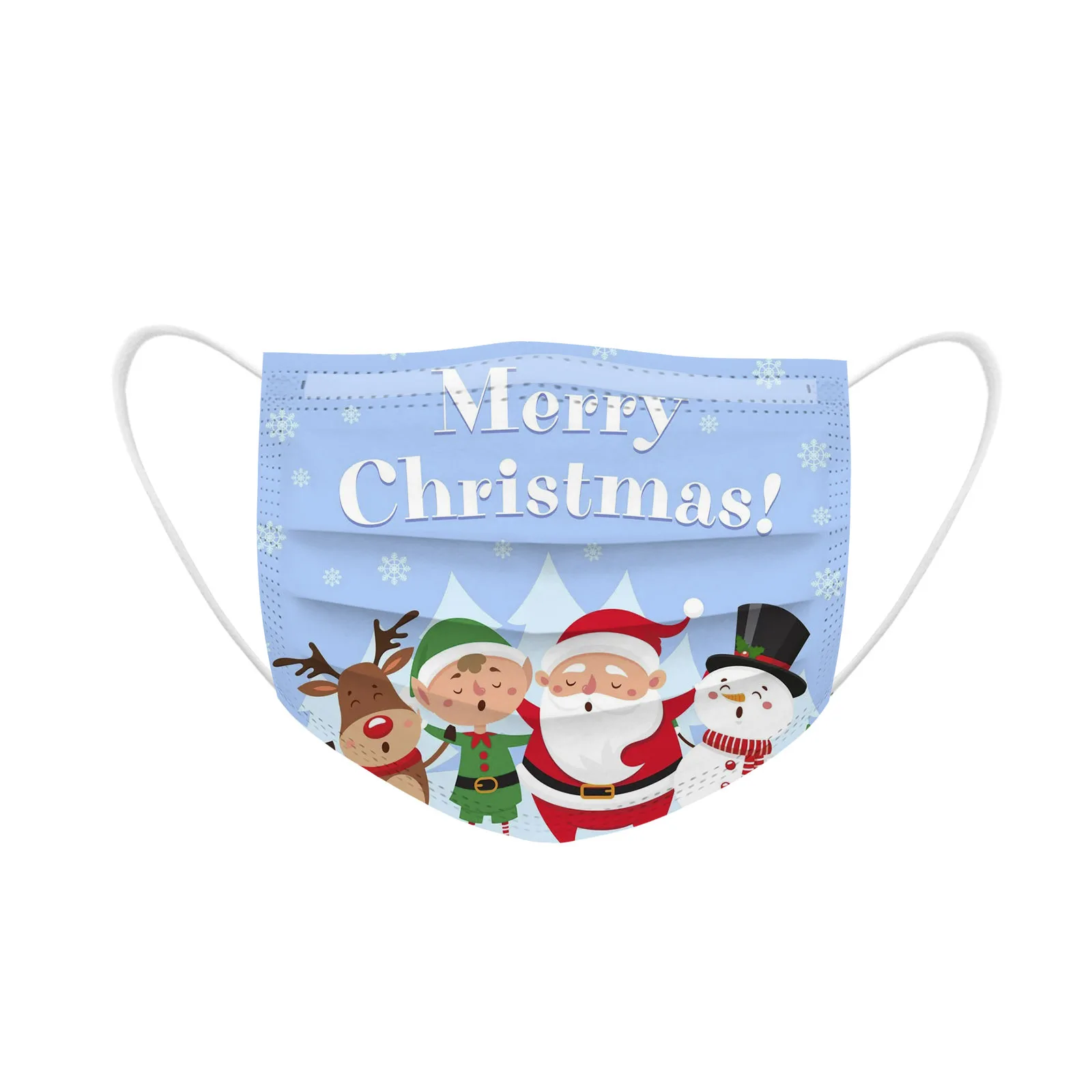50 Buah Dewasa/Anak-anak Natal Masker Sekali Pakai Uniseks Dicetak Penutup Wajah Lembut 3-Layer Anak Tahan Debu Pm2.5 Masker Earloop Masker