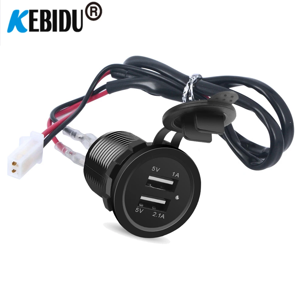 KEBID 12V puerto USB Dual cargador de coche enchufe encendedor de cigarrillos para Auto barco impermeable adaptador de carga de teléfono móvil