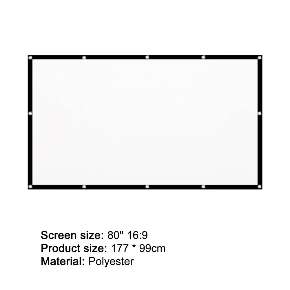 Lightweight H80Q Projector Screen Foldable Simple Design Polyester 80 Inch 16:9 Portable Projection Curtain for Movie 177cm x 99