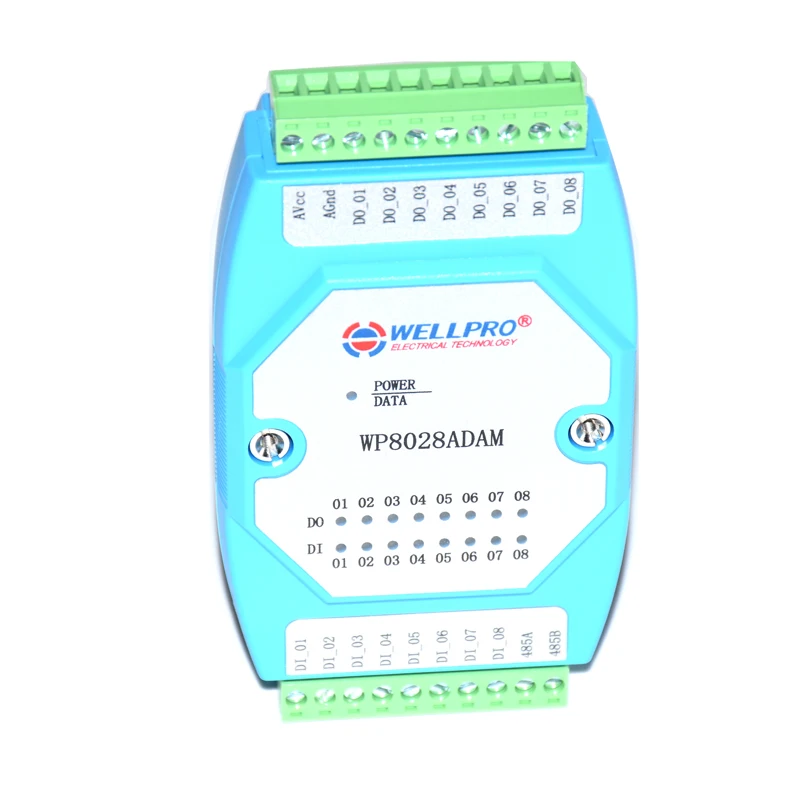 Digitale in- en uitgangsmodule geïsoleerd 8DI/8DO RS485 MODBUS RTU WP8028ADAM NPN