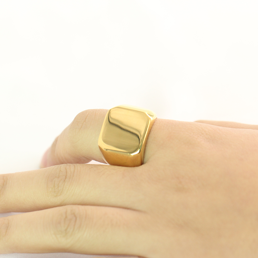 Kostenlose Gravur Neue Silber/Gold/Schwarz/Blau Quadrat Große Breite Siegelringe Angepasst Mode Finger Männer Ring Titan stahl Schmuck