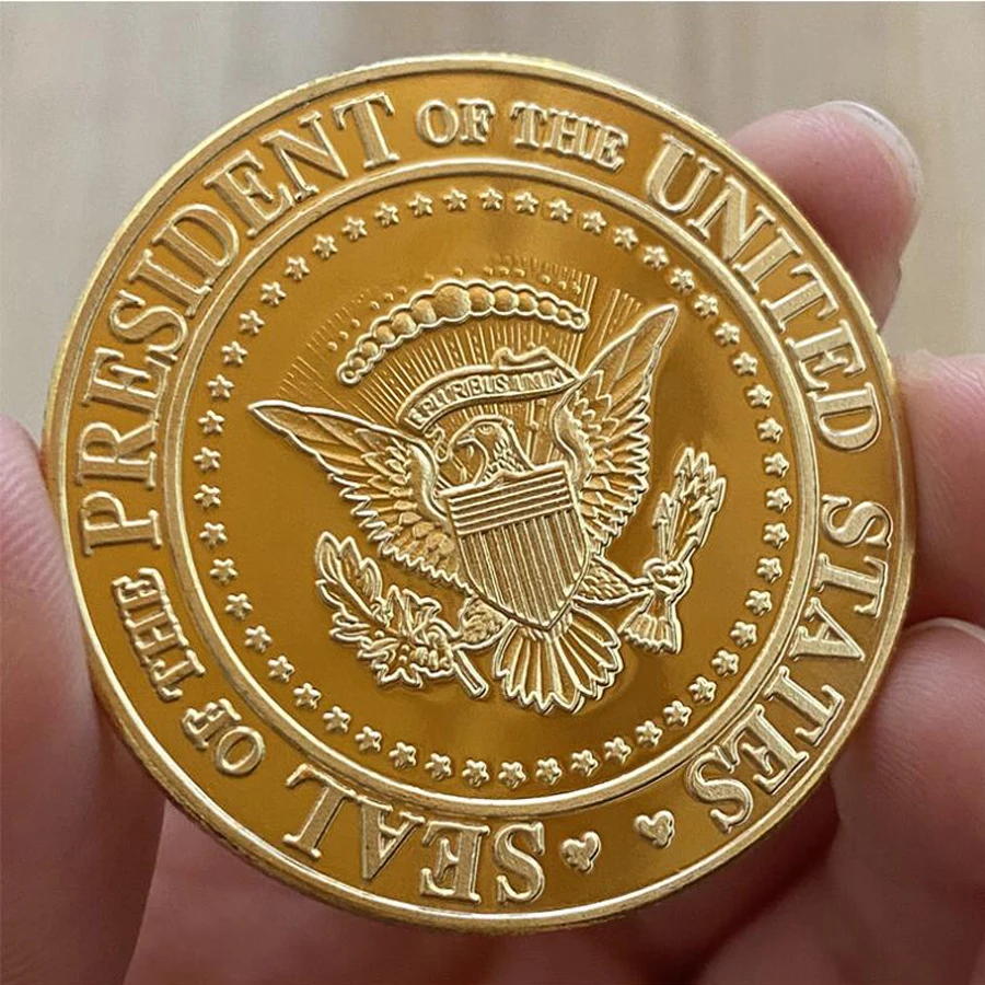 Moneda conmemorativa de oro de Donald Trump de EE. UU., monedas coleccionables "segundo término presidencial 2021-2025 en Dios WE TRUST", 1 ud.