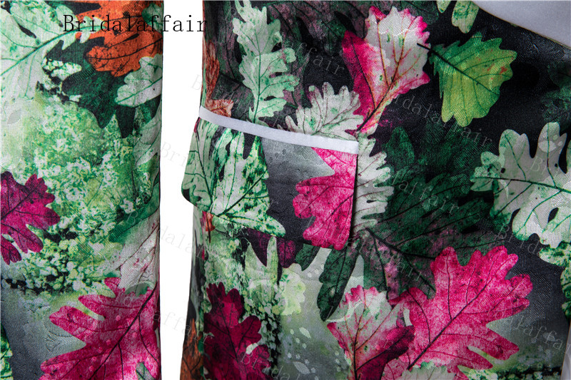 Bridalgenggam Tuksedo Pria untuk Pesta Dibuat Sesuai Pesanan Kerah Tajam Warna-warni Cetak Hijau Pola Merah Blazer dengan Celana untuk Pertunjukan Pria