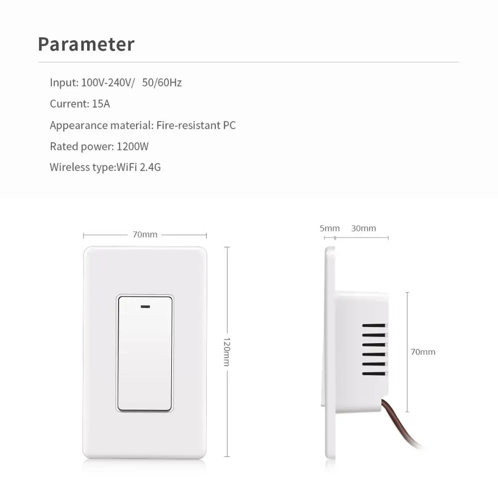 Apple Homekit Smart WIFI Touch Switch 1 Gang 1 Way Wall Light Switch Siri Voice Control Homekit Sistem IOS Standar AS