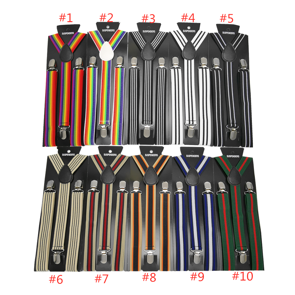 Neue Männer Frauen Jungen Mädchen Hosenträger Rot Weiß Regenbogen Bunte Gestreifte Strumpf Suspensorio Erwachsene Kinder Y-Back Hosenträger