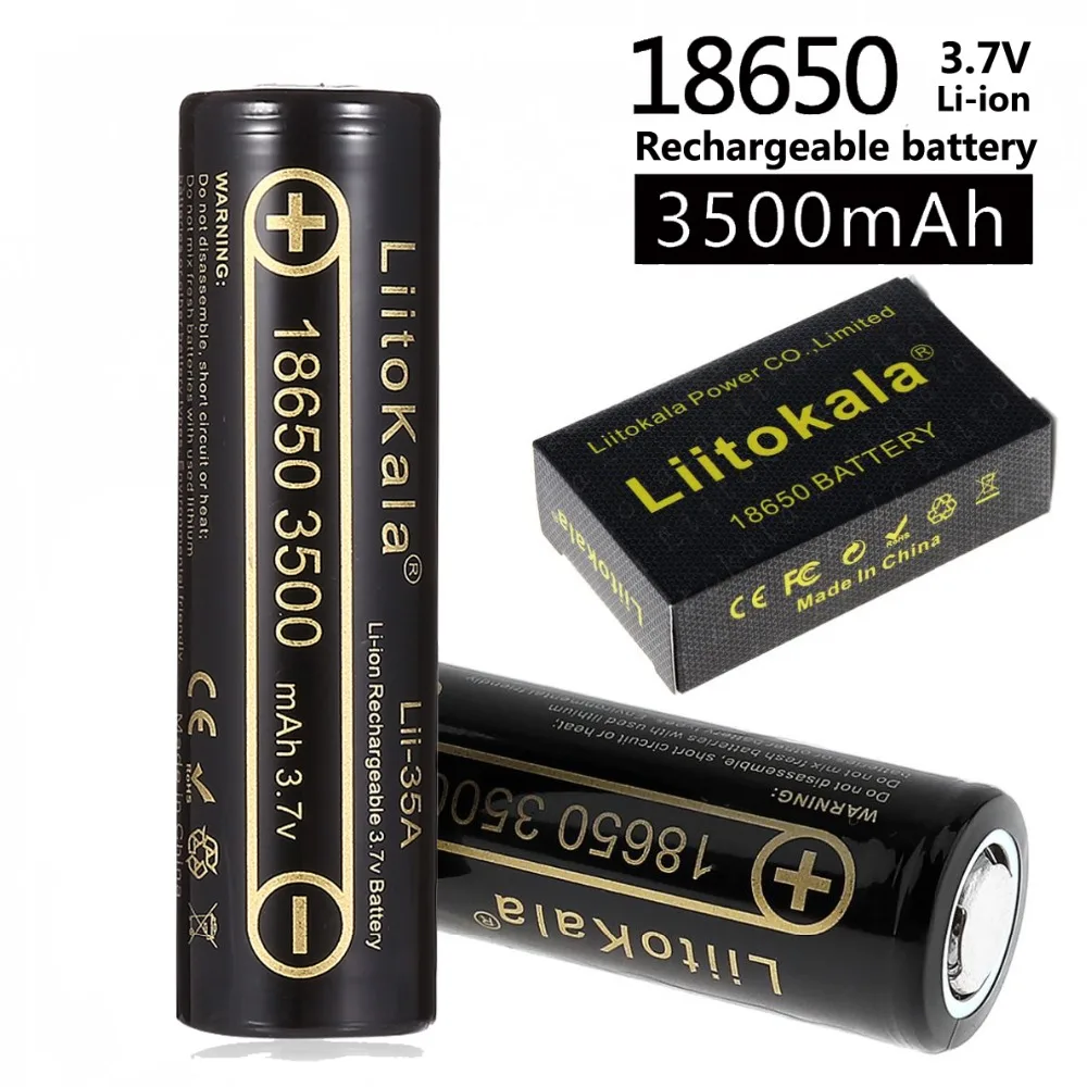 Горячая оригинальная литий-ионная батарея LiitoKala 30A Lii-35A 18650, 3,7 В, 3500 мАч, литий-ионная аккумуляторная батарея с высоким падением для Flashinglig