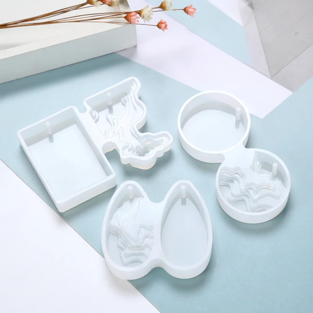 รอบ Water DROP Handmade DIY คริสตัลอีพ็อกซี่กาวคอนกรีตพลาสเตอร์ Step Field Island จี้ซิลิโคนแม่พิมพ์
