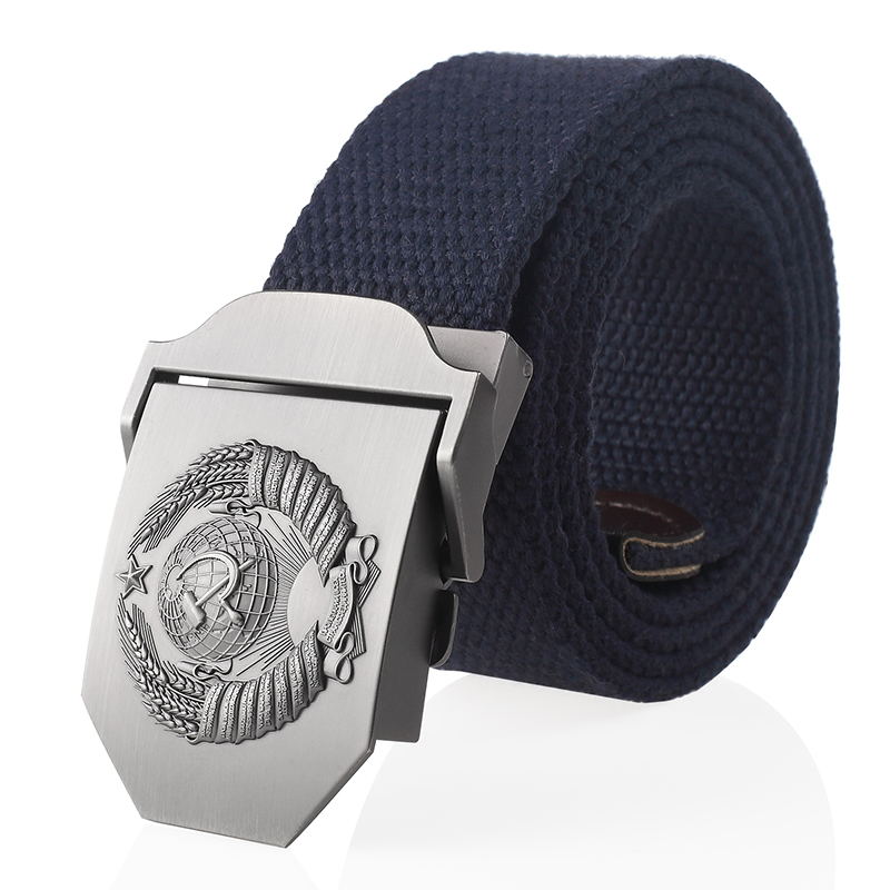SupSindy New Canvas Belt 3D Biểu tượng Quốc gia Liên Xô Khóa kim loại Thắt lưng quần jean cho nam giới CCCP Quân đội Quân đội Thắt lưng chiến thuật Dây đeo nam