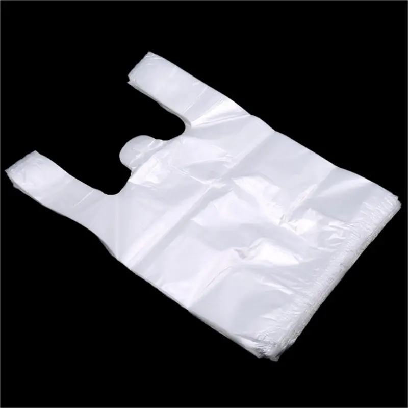 Bolsas de plástico para comida, chaleco desechable transparente para supermercado, embalaje para llevar, práctico, 100 piezas