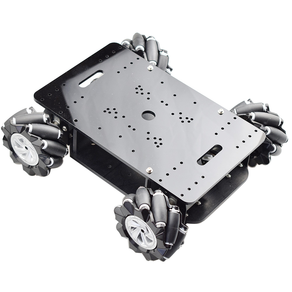 Kit de carro robô roda mecanum, chassi duplo de carga de 15kg com motor codificador de 4 peças para arduino raspberry pi brinquedo de haste diy